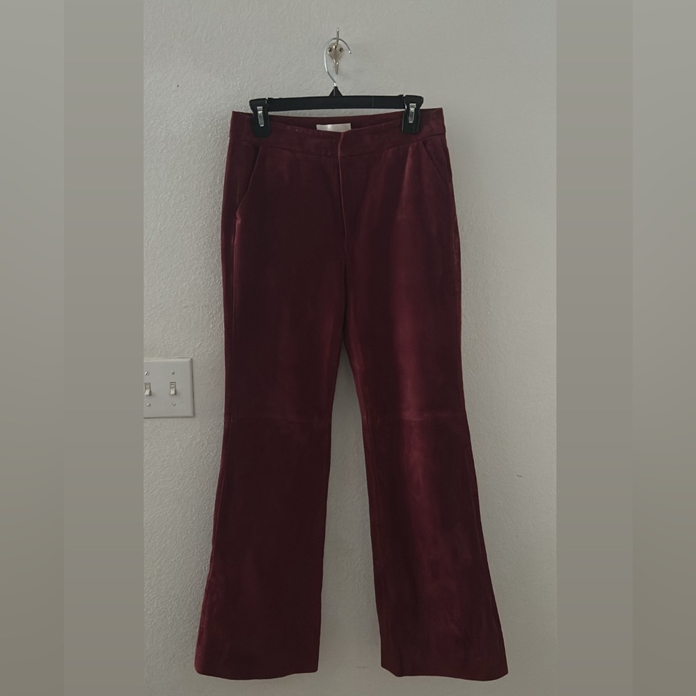 Anthropologie Deep Red Suede Trousers
